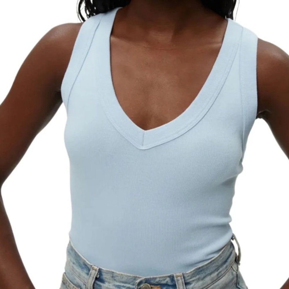 Michael Stars Light Blue V-Neck Tank Top Women's Size OS